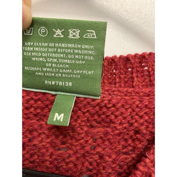 Shannon Woolen Mills Cardigan Sweater Women M Red Merino Wool Fisherman - Picture 3 of 4